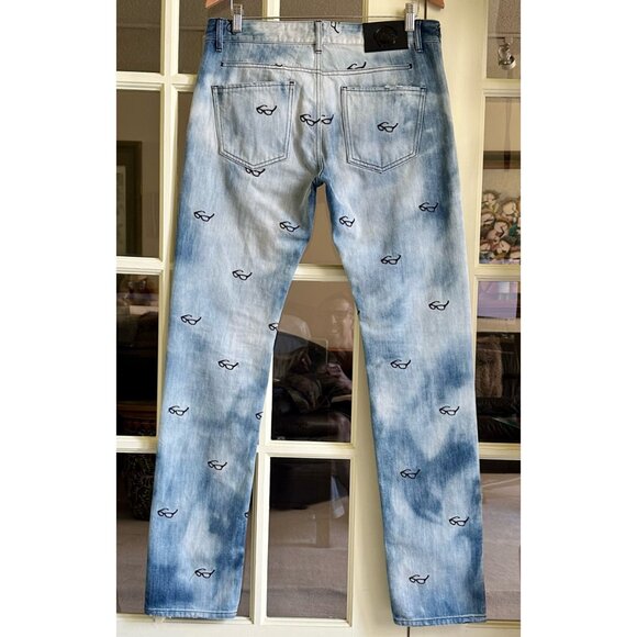 VIKTOR & ROLF Slim COTTON Denim JEANS w/All-Over Embroidered Motif SIZE 32 US - Picture 11 of 11